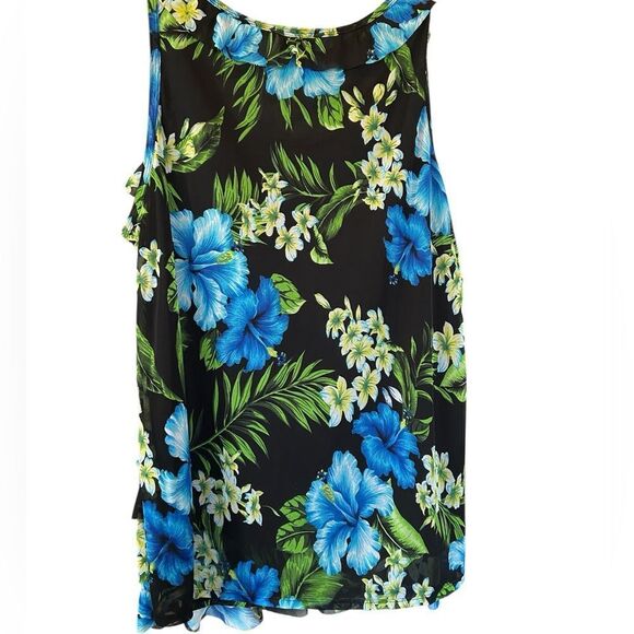 Dress Barn Vintage Black Floral Tiered Ruffle Y2K FairycoreTank 2X - Picture 2 of 11